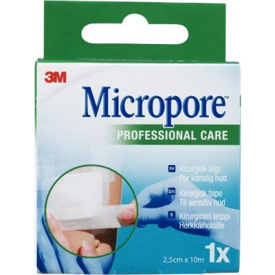 Micropore 2,5cm x 10m valkoinen 1 kpl