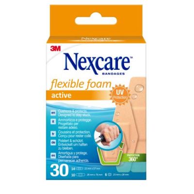 Nexcare Active Flexible Foam laastari valikoima pakkaus 30 kpl