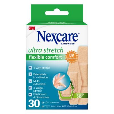 Nexcare Flexible Comfort Ultra Strech laastari valikoima pakkaus 30 kpl