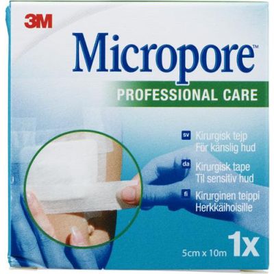 3M Micropore 5,0 cm x 10 m valkoinen vaihtorulla 1 kpl