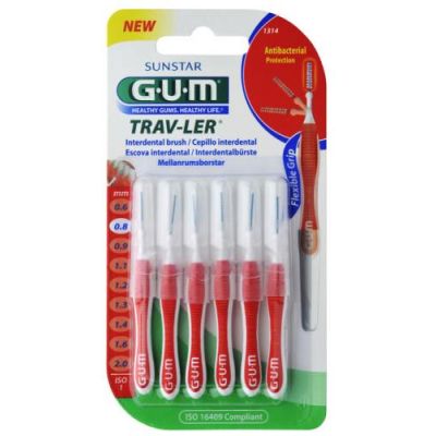 GUM TRAV-LER VÄLIHARJA 0,8 MM PUNAINEN 1314G 6 KPL