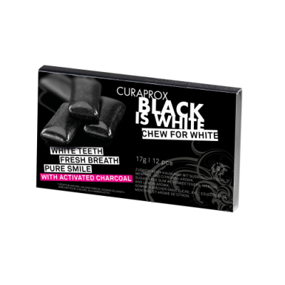 Black Is White Gum -aktiivihiilipurukumi 12 kpl