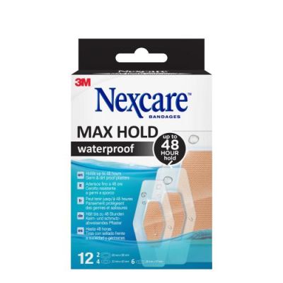 Nexcare Max Hold Waterproof laastarit lajitelma 12 kpl