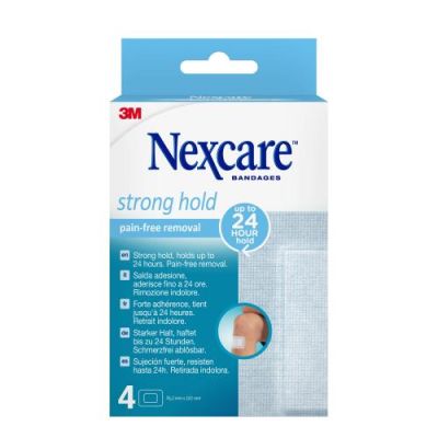 Nexcare Strong Hold Pain-free Removal laastari 76,2 mm x 101 mm 4 kpl
