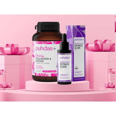 Puhdas+ Kollageeni biotiini+Retinol elixir   120 kaps + 30ml