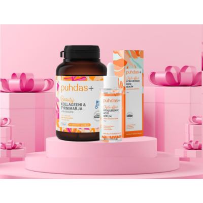 Puhdas+ kollageenityrnimarja 120 kaps+hyaloronihapposeerumi 30 ml