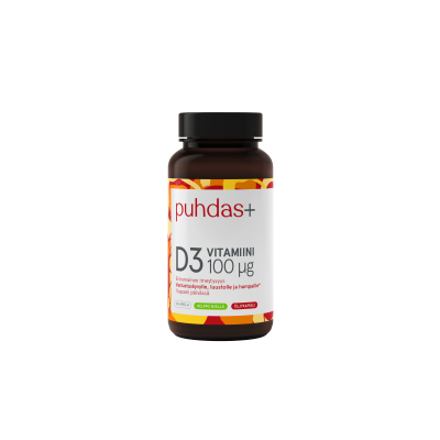 Puhdas+ D3-vit. oliiviöljy 100 mikrog 60 kaps