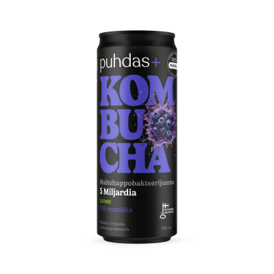 Puhdas+ Luomu Kombucha Villi Mustikka 330 ml