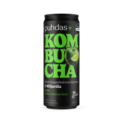 Puhdas+ Luomu Kombucha Raikas Omena-Lime 330 ml