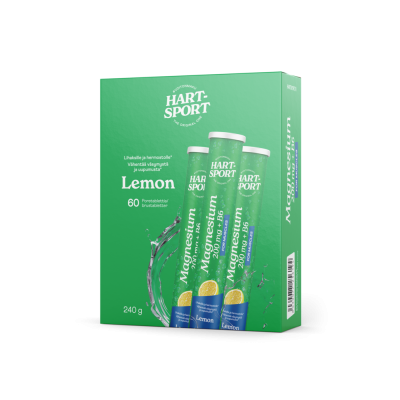 Hart-Sport Magnesium 200 mg + B6 Poretabletti sitruuna Triplapakkaus 3 x 20 tabl