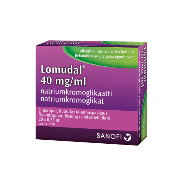 LOMUDAL silmätipat, liuos, kerta-annospakkaus 40 mg/ml 20 x 0,35 ml