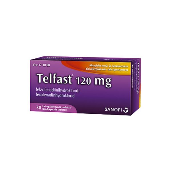 TELFAST tabletti, kalvopäällysteinen 120 mg 30 fol