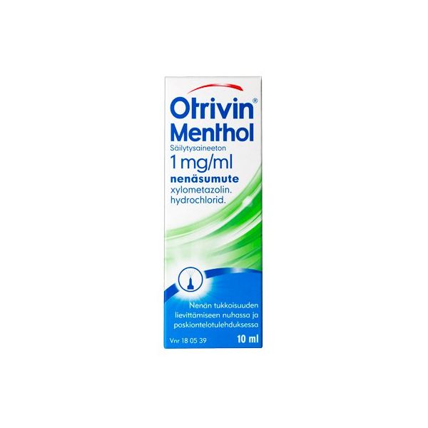 OTRIVIN MENTHOL SÄILYTYSAINEETON nenäsumute, liuos 1 mg/ml Freepod-pumppu 10 ml