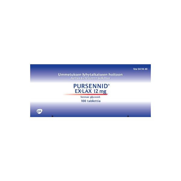 PURSENNID EX-LAX tabletti, päällystetty 12 mg 100 fol