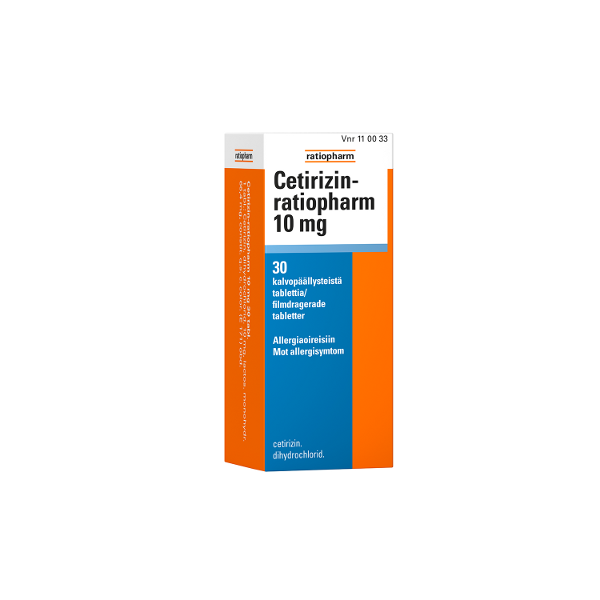 CETIRIZIN-RATIOPHARM tabletti, kalvopäällysteinen 10 mg 30 fol