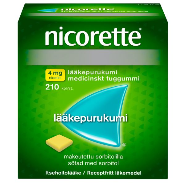 NICORETTE lääkepurukumi 4 mg 210 fol