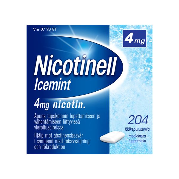 NICOTINELL ICEMINT lääkepurukumi 4 mg 204 fol