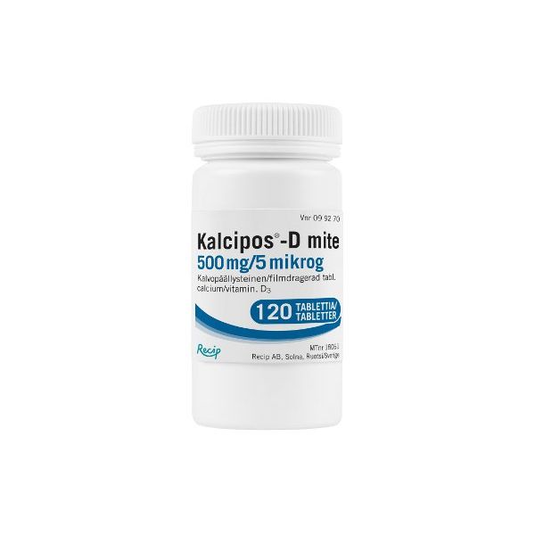 KALCIPOS-D MITE tabletti, kalvopäällysteinen 500 mg/5 mikrog 120 kpl