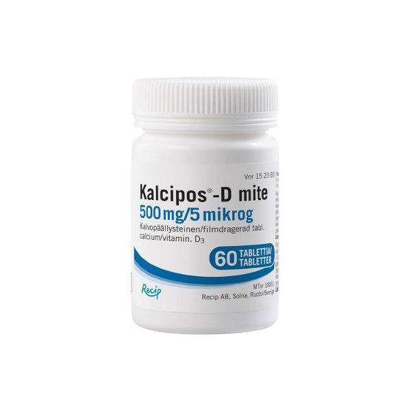 KALCIPOS-D MITE tabletti, kalvopäällysteinen 500 mg/5 mikrog 60 kpl