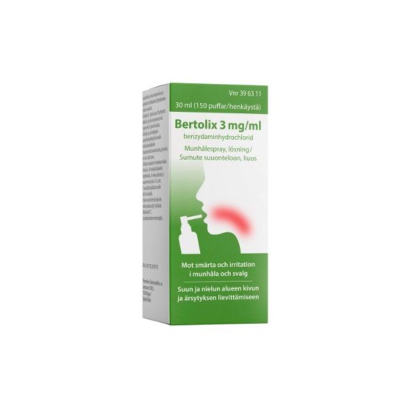 BERTOLIX sumute suuonteloon, liuos 3 mg/ml annospumppu, 150 painallusta 30 ml
