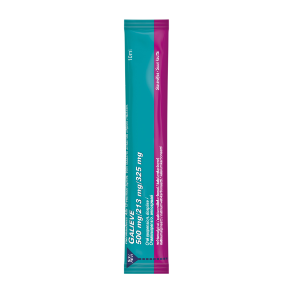 GALIEVE oraalisuspensio, annospussi 500/213/325 mg 12 x 10 ml