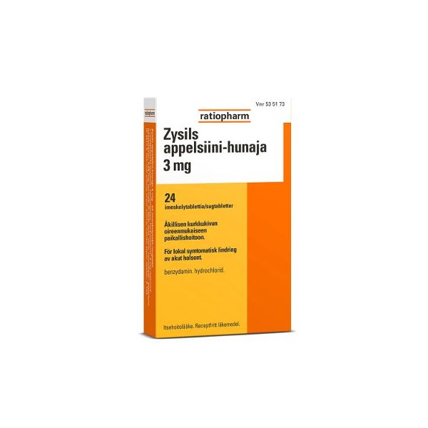 ZYSILS APPELSIINI-HUNAJA imeskelytabletti 3 mg 24 fol