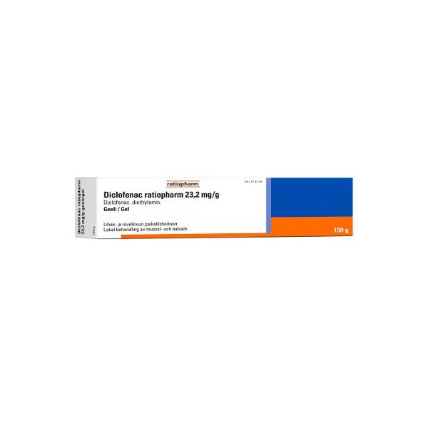 DICLOFENAC RATIOPHARM geeli 23,2 mg/g 150 g