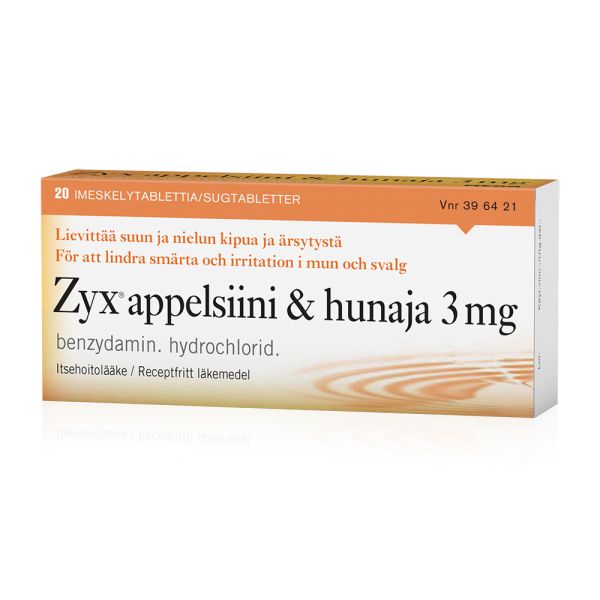 ZYX APPELSIINI & HUNAJA imeskelytabletti 3 mg 20 fol