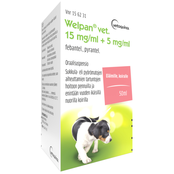 Welpan vet. oraalisuspensio 15 mg/ml + 5 mg/ml 50 ml