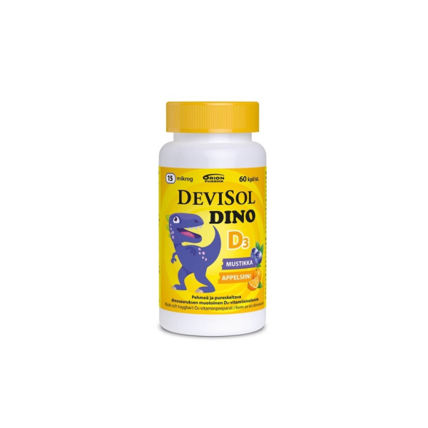 DEVISOL DINO MUSTIKKA APPELSIINI 15 MIKROG 60 TABL