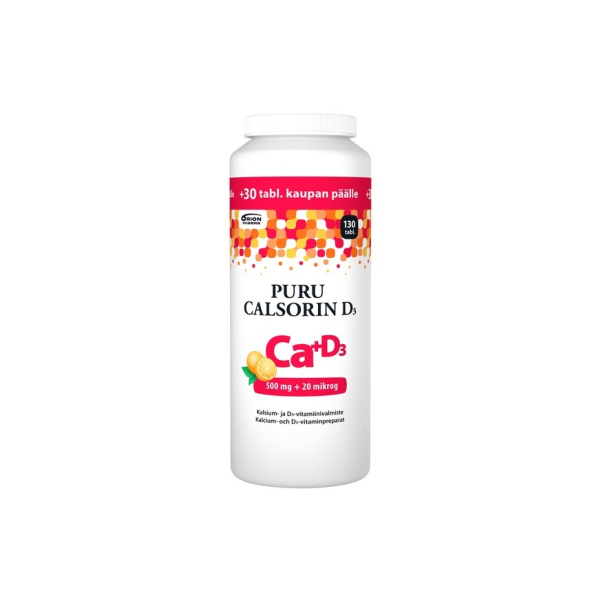 Puru Calsorin D3 500 mg + 20 mikrog 130 purutabl
