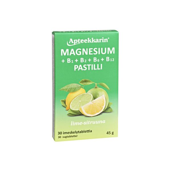 Apteekkarin Magnesium+ B pastilli 30 kpl