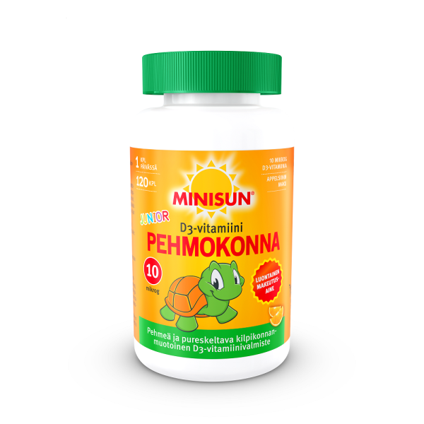Minisun D-vitamiini Pehmokonna Appelsiini jr.10 mikrog 120 kpl