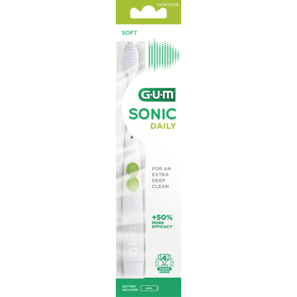GUM Sonic Daily paristohammasharja sis. paristo valkoinen 1 kpl
