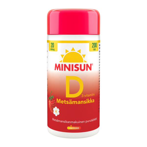 Minisun D-vitamiini Metsämansikka 20 mikrog 200 TABL