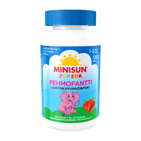 Minisun Kalsium+D-vitamiini Pehmofantti jr. 120 kpl
