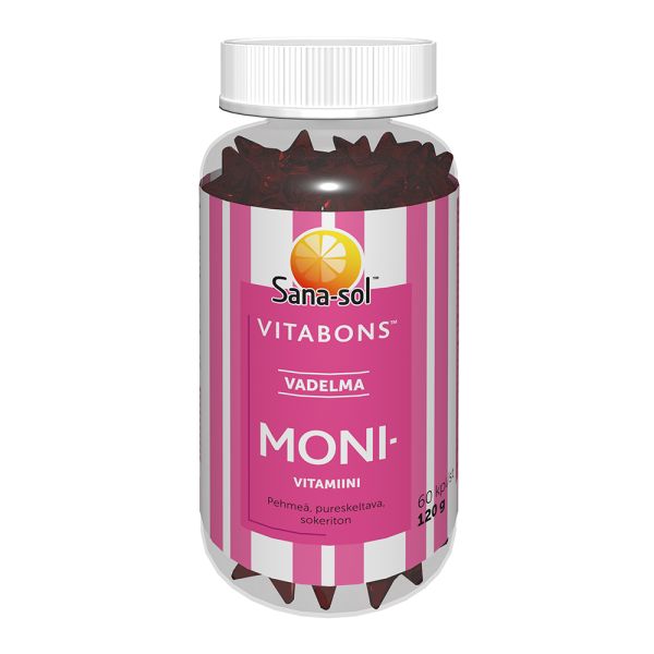 Sana-Sol Vitabons Monivitamiini Vadelma 60 kpl