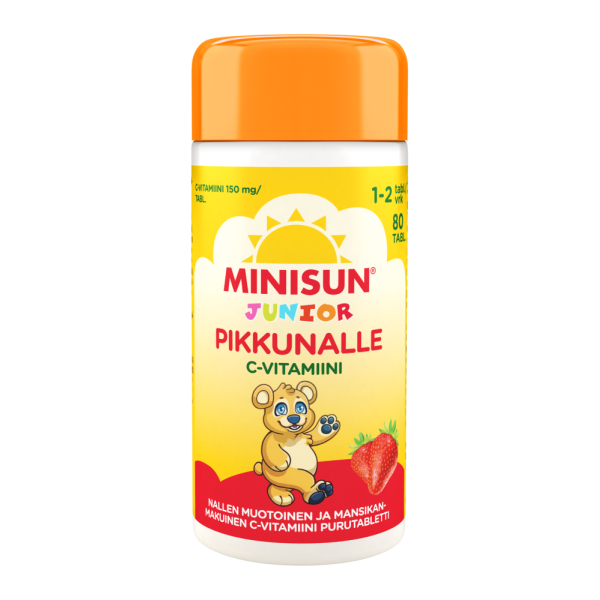 Minisun Junior C-vitamiini mansikka 80 tabl