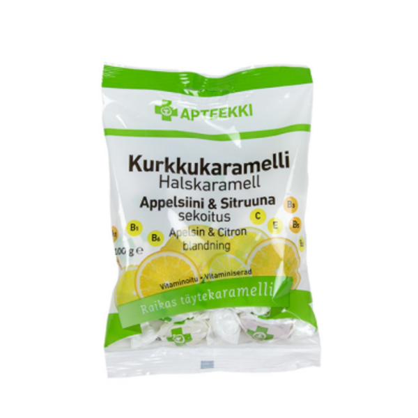 APTEEKKI Kurkkukaramelli Appelsiini & Sitruuna100 g 