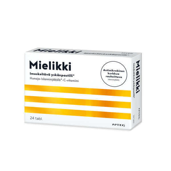 Apteq Mielikki Imeskeltävä kurkkupastilli 24 tablettia