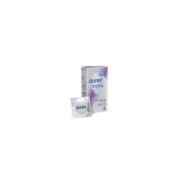 Durex Invisible Extra Lube Regular Fit Kondomi 8 kpl