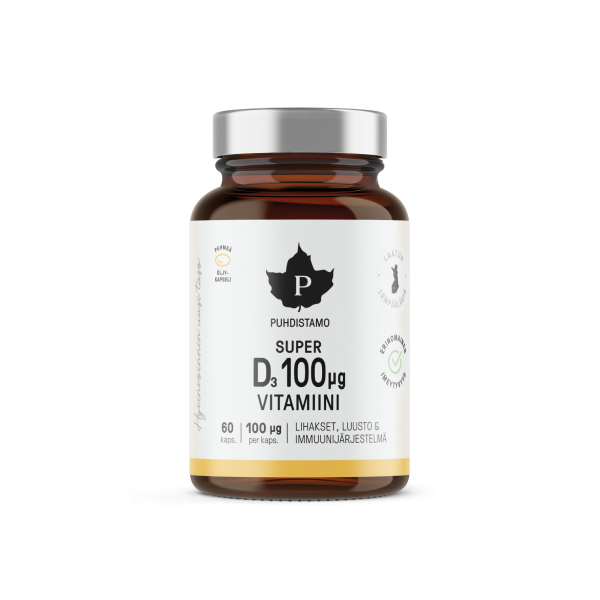 Puhdistamo Super D-vitamiini 100 mikrog 60 kapselia