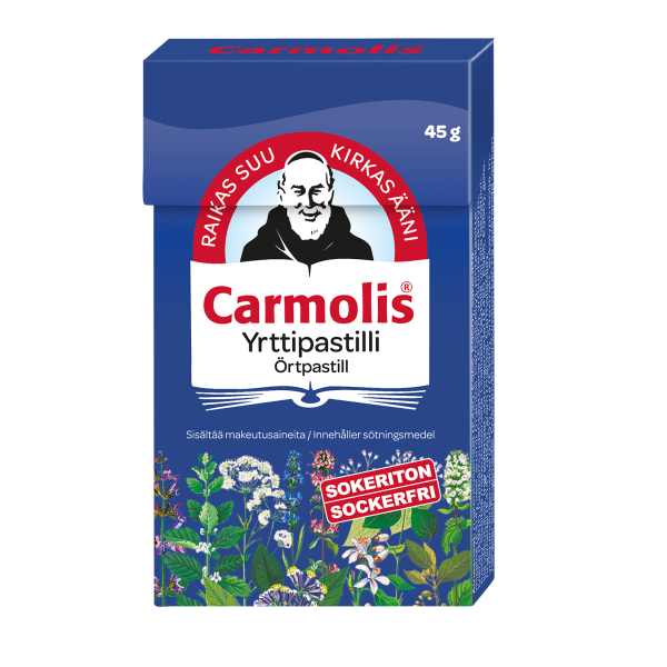 Carmolis Sokeriton Yrttipastilli 45g