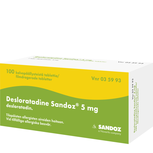 DESLORATADINE SANDOZ tabletti, kalvopäällysteinen 5 mg 100 fol