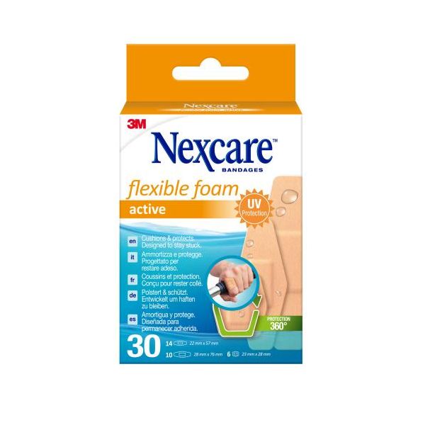 Nexcare Active Flexible Foam laastari valikoima pakkaus 30 kpl