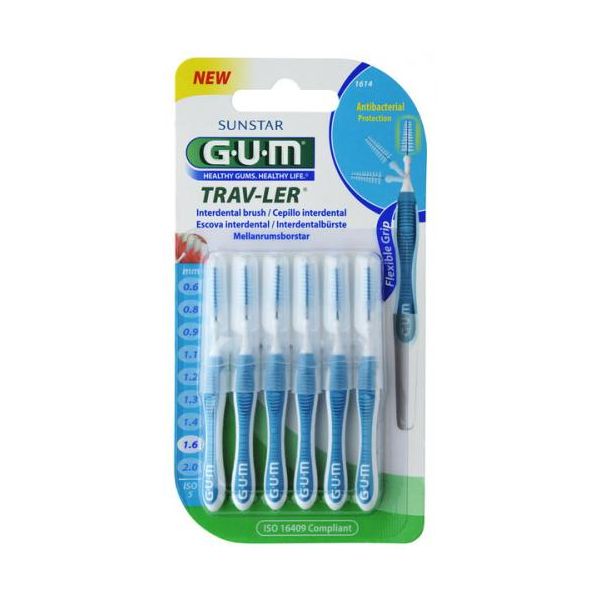 GUM TRAV-LER VÄLIHARJA 1,6 MM SININEN 1614G 6 KPL