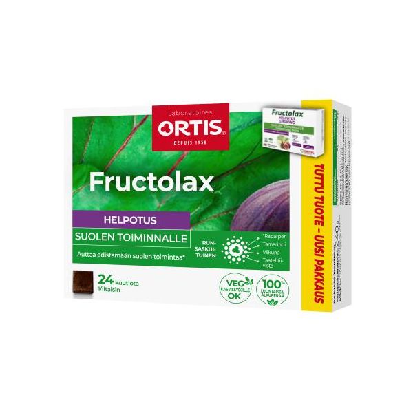 Fructolax Helpotus kuutio hedelmä ja kuitu 24 kpl