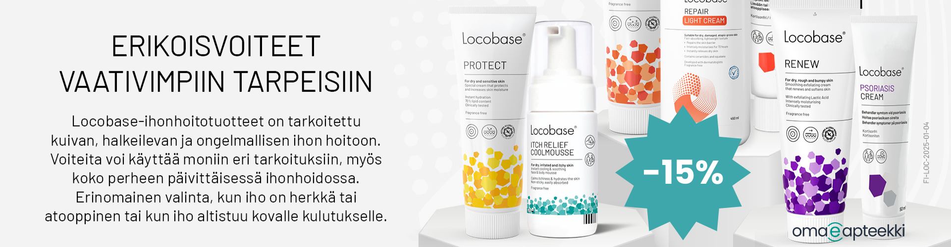 Locobase perusvoidetuoteperhe kuvassa. Syyskuun ajan -15%