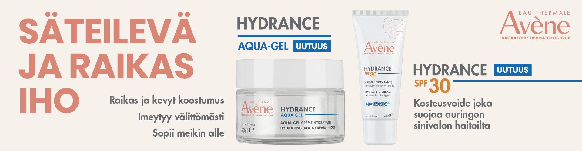 Säteilevä ja raikas iho. Avene Hydrance uutuudet nyt -20%