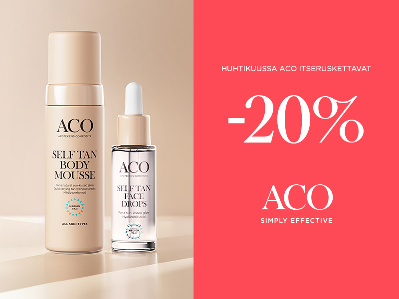 Acon itseruskettava vaahto sekä seeerumi rinnakkain. Ale -20%